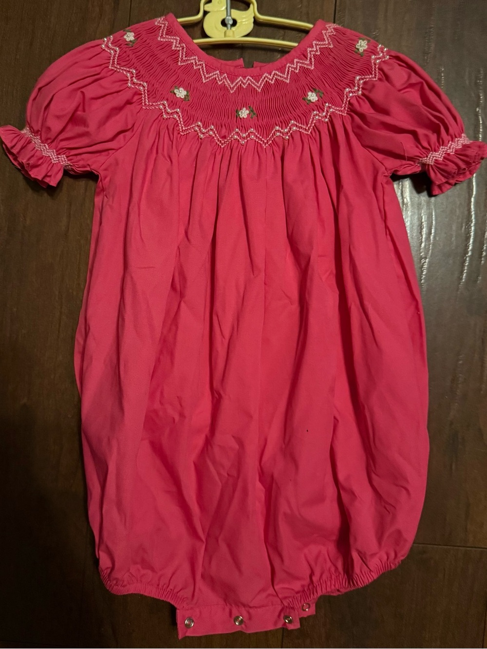 NWOT Mom & Me Baby Boutique Smocked Puff Sleeve Pink Baby Bubble